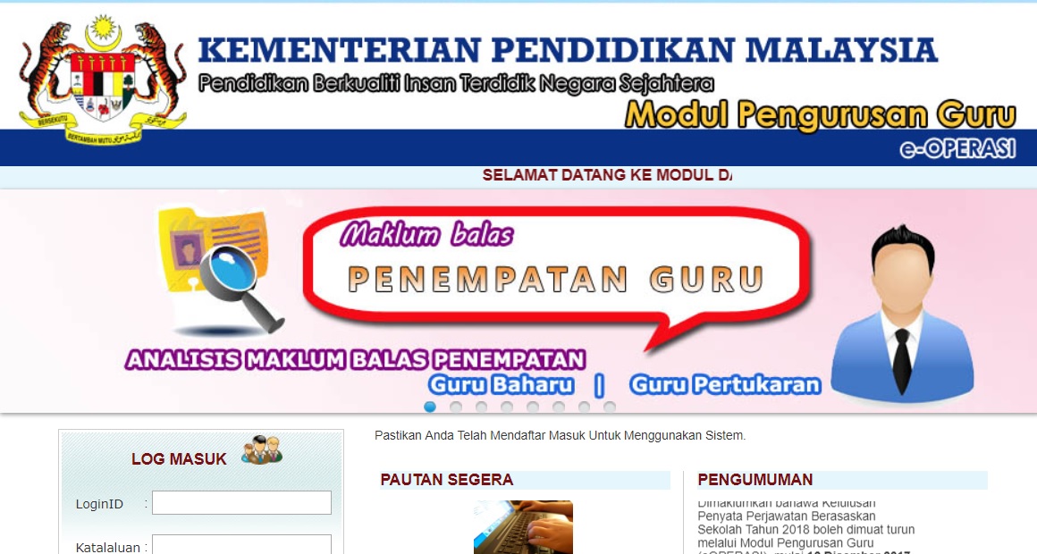 E Operasi Sso Kpm  Selepas berjaya masuk eoperasi kpm, lihat menu di