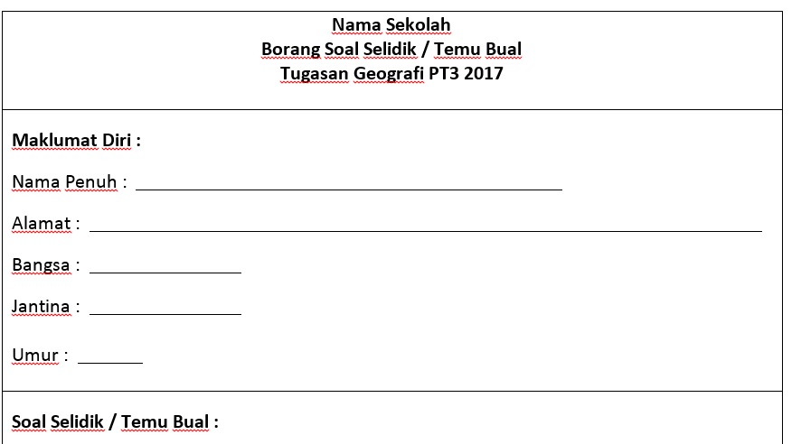 Soalan Sisa Domestik Geografi Tingkatan 1 - Kerja Kosr