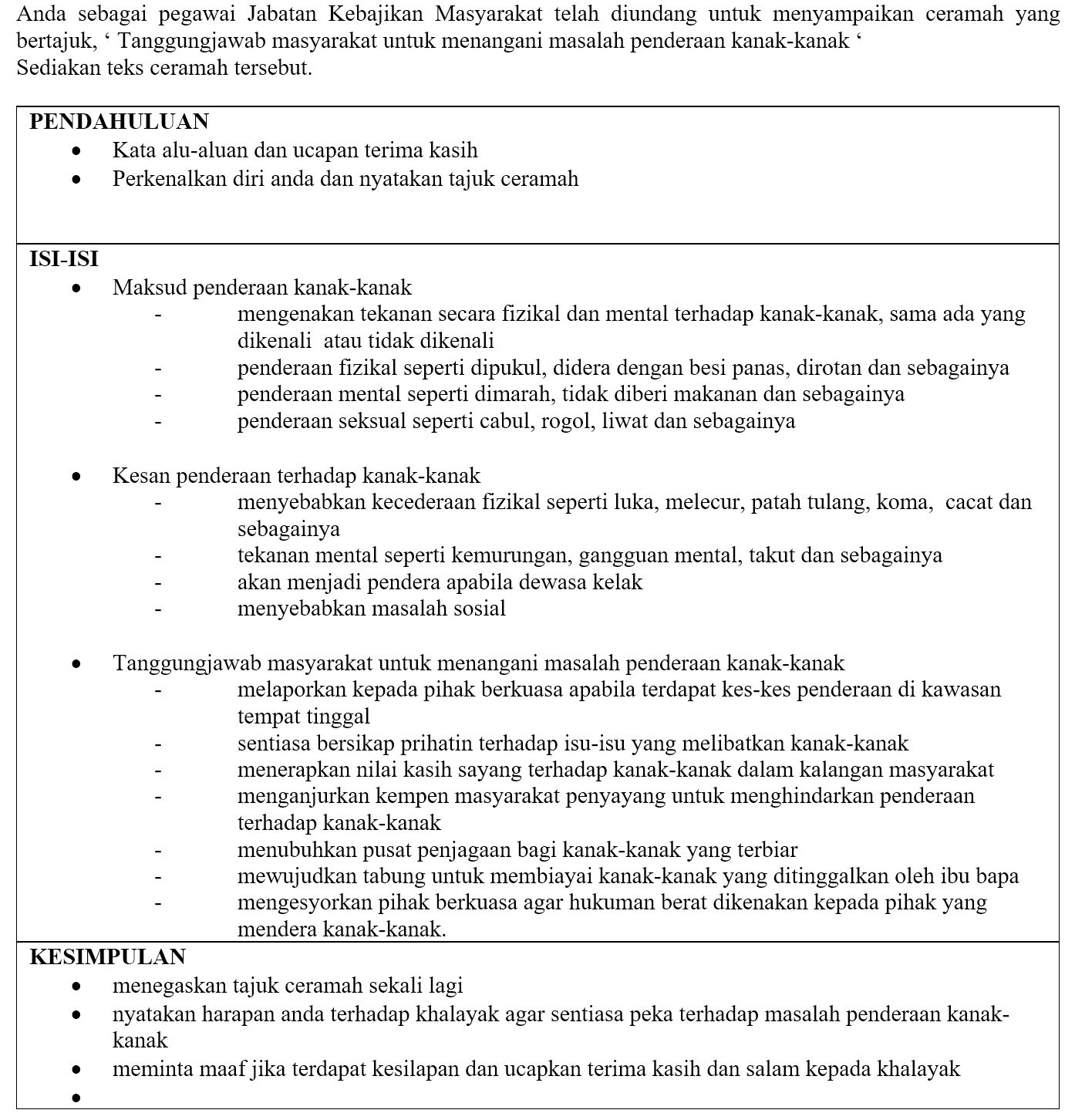 Tanggungjawab masyarakat untuk menangani masalah penderaan kanak kanak